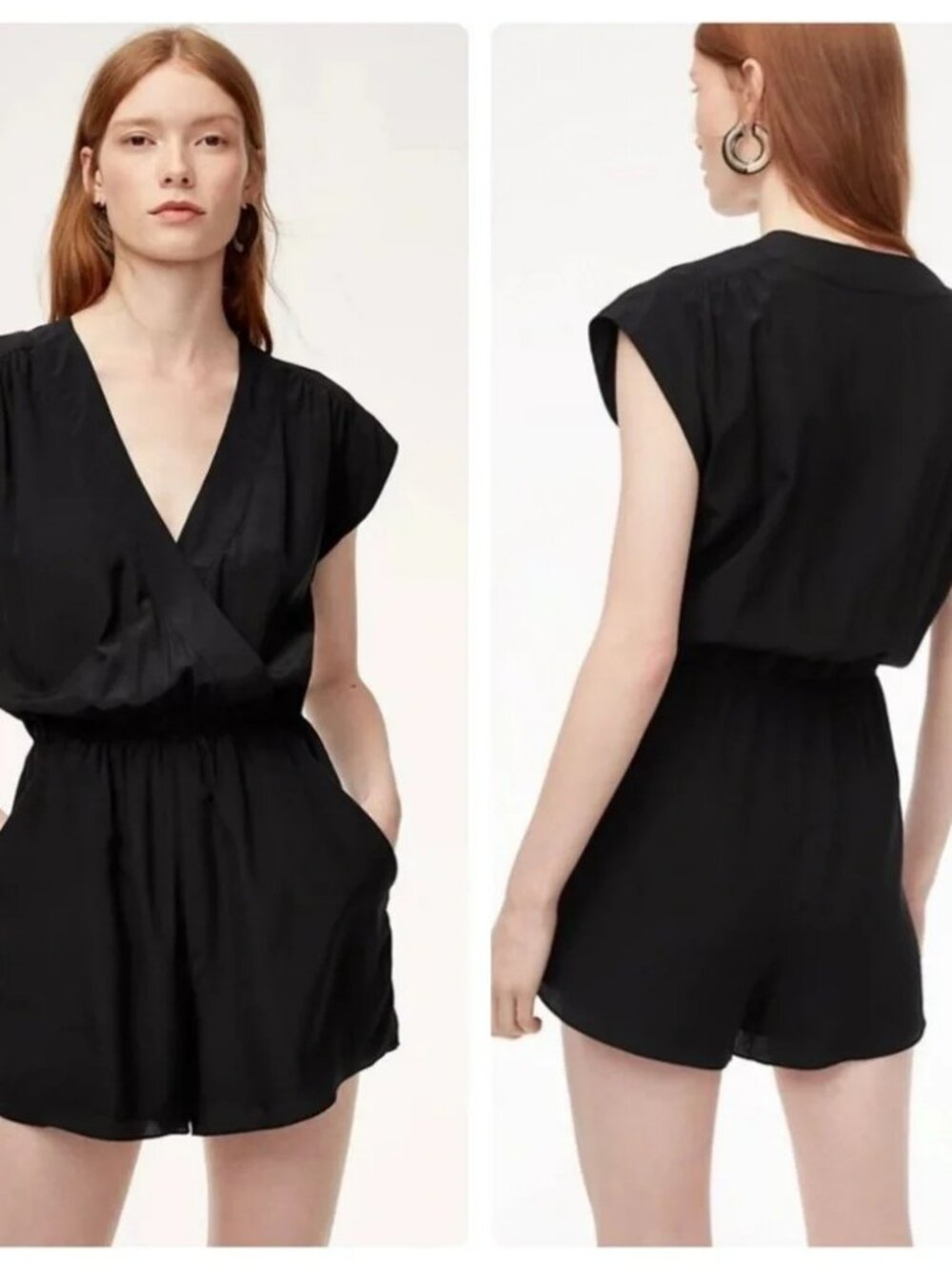 Aritzia Babaton Black Silk Romper